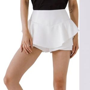 English Factory White Ruffle Skort